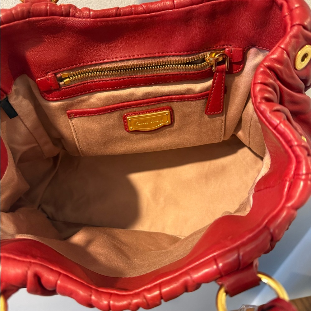 MIU MIU Matelassé Vitello Lux Red 2WAY Handbag Shoulder bag - Picture 3 of 7